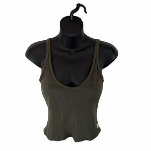 Vuori Rib Crop Tank in Oregano Green Size XS Athletic Casual Gym